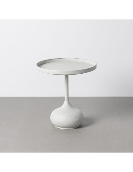 Table d'appoint design contemporain chic Ronde 40 cm Métal Blanc Calcéa