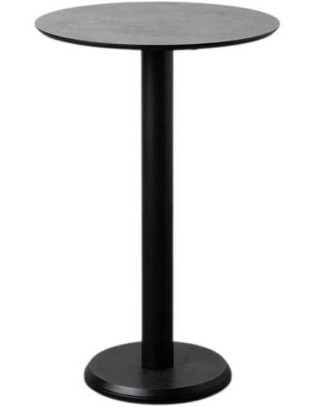Table haute ronde 65 x 65 x H 100 cm graphite anthracite métal et bois Alaro