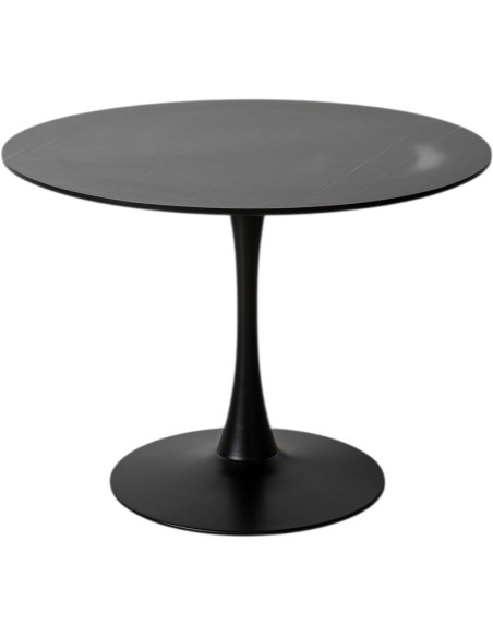 Table à manger ronde Ø 100 x H 75 cm noir pied central Oshira