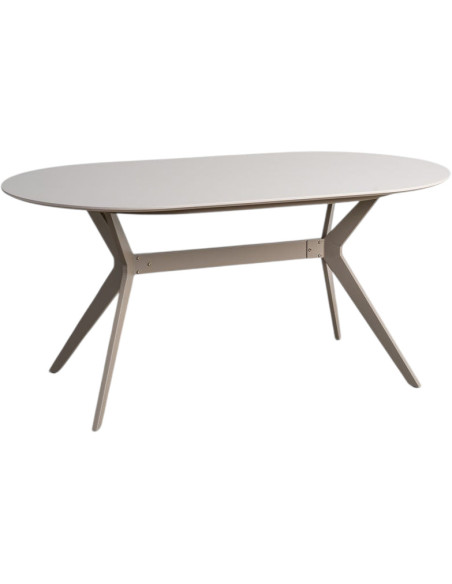 Table à manger ovale 160 x 90 x H 76 cm gris MDF métal Unira