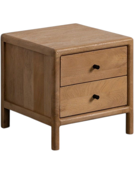 Table de chevet moderne 2 tiroirs en Bois de manguier Naturel Macarella