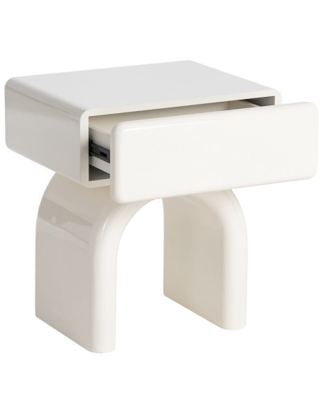 Table de chevet design minimaliste 1 tiroir Bois MDF Blanc crème Laqué Statya