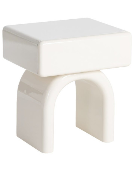 Table de chevet design minimaliste 1 tiroir Bois MDF Blanc crème Laqué Statya