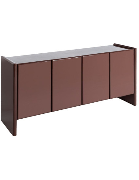 Buffet design chic Bas 4 portes 163 cm Marbre Bois MDF Rouge grenat Laqué Terrao