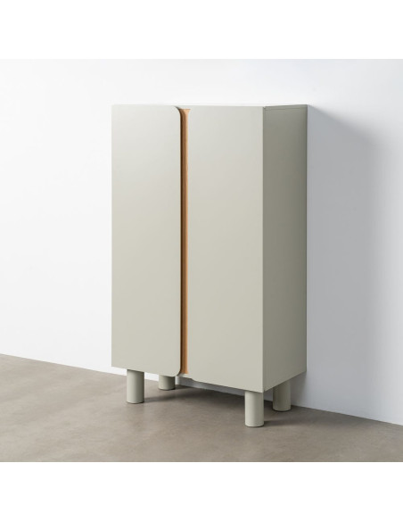 Grande Armoire design 2 portes en Bois MDF Taupe Naturel Malta
