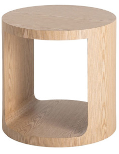 Table d'appoint design Japandi Ronde 1 niche 50 cm Bois...