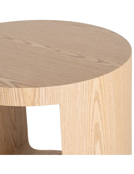 Table d'appoint design Japandi Ronde 1 niche 50 cm Bois MDF Naturel Laqué Boära