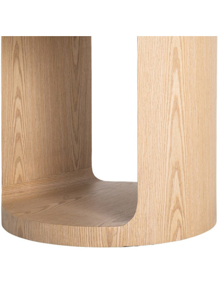 Table d'appoint design Japandi Ronde 1 niche 50 cm Bois MDF Naturel Laqué Boära
