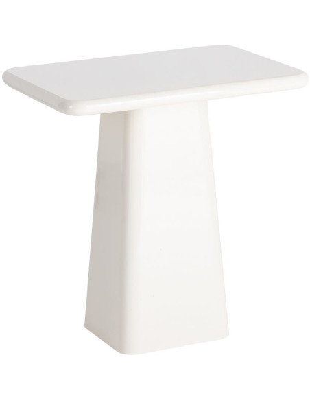Table d'appoint design minimaliste Rectangulaire 60 cm Bois MDF Blanc crème Laqué Statya