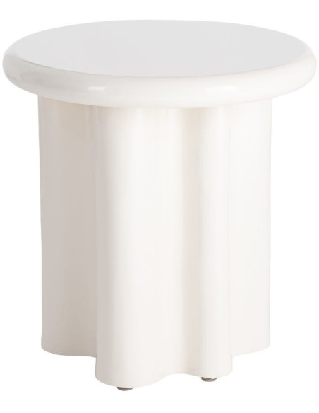 Table d'appoint design Ronde 50 cm Bois MDF Blanc crème Laqué Orgya
