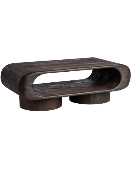 Grande Table basse originale Rectangulaire 1 étagère en Bois de manguier Marron Gista