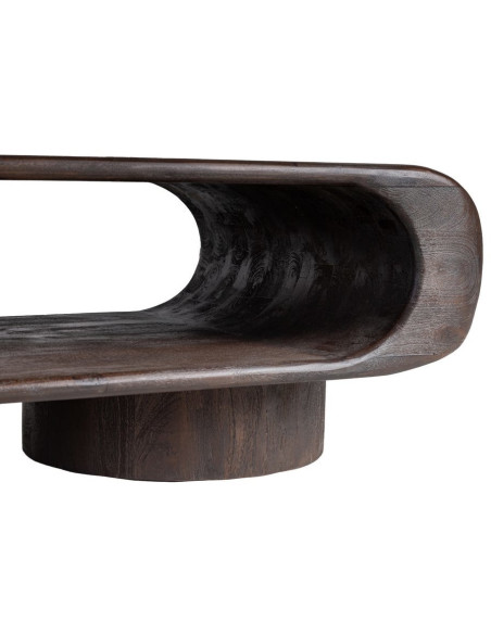 Grande Table basse originale Rectangulaire 1 étagère en Bois de manguier Marron Gista