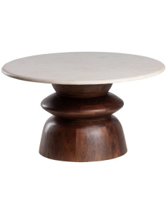Table basse moderne chic Ronde en Marbre Blanc Bois de...
