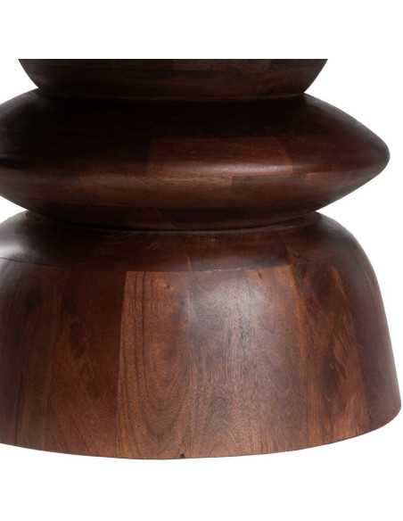 Table basse moderne chic Ronde en Marbre Blanc Bois de manguier Marron Loja