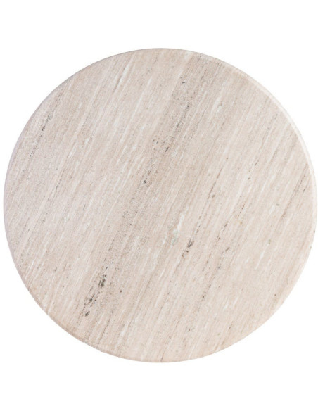 Grande Table basse moderne chic Ronde en Marbre Blanc Bois de manguier Marron Cieza