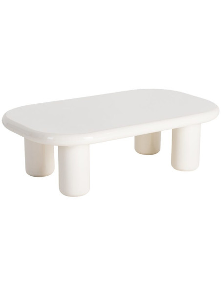 Table basse design minimaliste Ovale 118 cm Bois MDF Blanc crème Laqué Statya