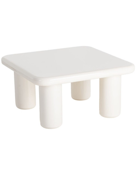 Table basse design minimaliste Carrée 78 cm Bois MDF Blanc crème Laqué Statya