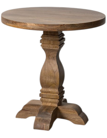 Sellette haute vintage chic Ronde en Bois de manguier Naturel Palora