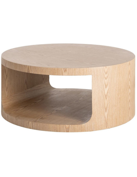Table basse design Japandi Ronde 1 niche 80 cm Bois MDF Naturel Laqué Boära