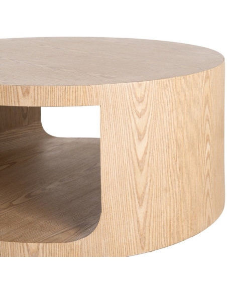 Table basse design Japandi Ronde 1 niche 80 cm Bois MDF Naturel Laqué Boära