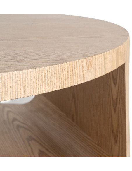 Table basse design Japandi Ronde 1 niche 80 cm Bois MDF Naturel Laqué Boära