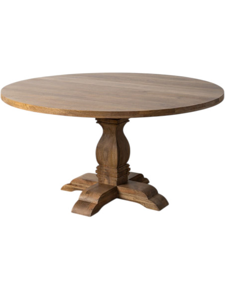 Table à manger ronde 150 cm bois de manguier naturel Palora