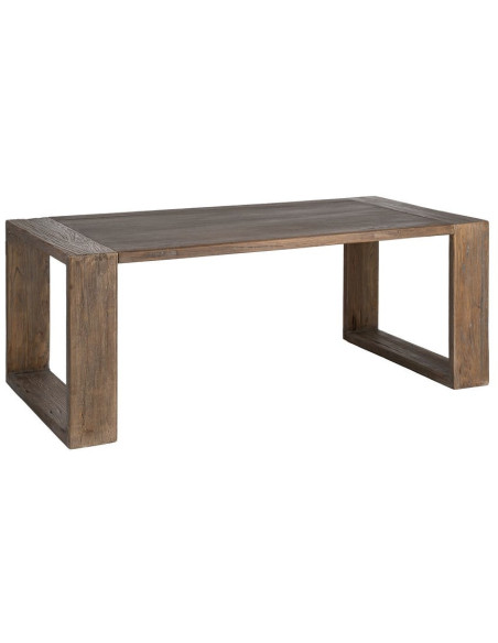 Grande Table À manger design wabi-sabi Rectangulaire 6 personnes 220 cm Bois d'orme recyclé Marron Archibo