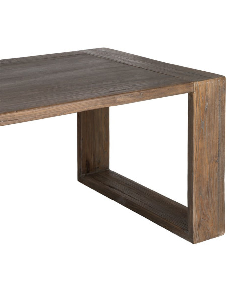Grande Table À manger design wabi-sabi Rectangulaire 6 personnes 220 cm Bois d'orme recyclé Marron Archibo