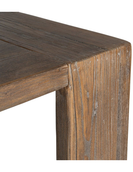 Grande Table À manger design wabi-sabi Rectangulaire 6 personnes 220 cm Bois d'orme recyclé Marron Archibo