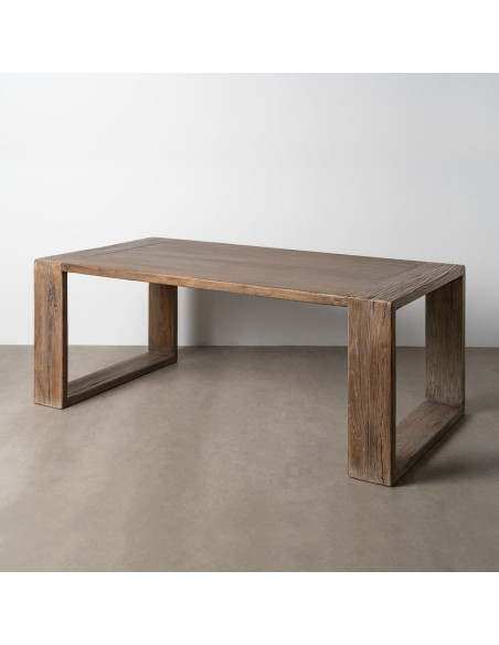 Grande Table À manger design wabi-sabi Rectangulaire 6 personnes 220 cm Bois d'orme recyclé Marron Archibo