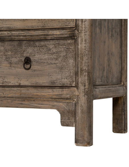 Grand Buffet design campagne chic Bas 2 portes 6 tiroirs 180 cm Bois de pin recyclé Marron Vieilli Héritia