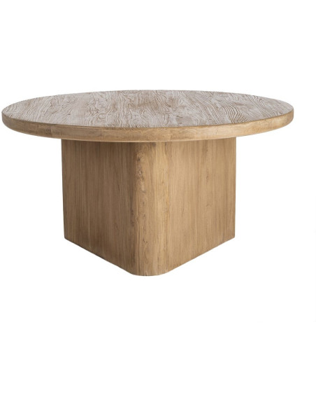 Table à manger design contemporain Ronde 6 personnes 150 cm Bois d'orme recyclé Naturel Toténa