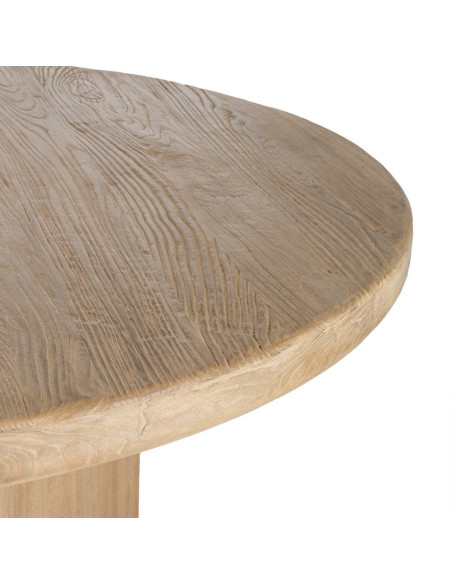 Table à manger design contemporain Ronde 6 personnes 150 cm Bois d'orme recyclé Naturel Toténa