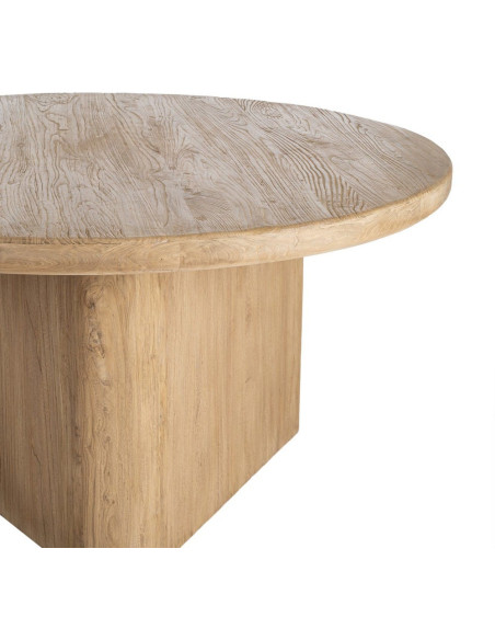 Table à manger design contemporain Ronde 6 personnes 150 cm Bois d'orme recyclé Naturel Toténa