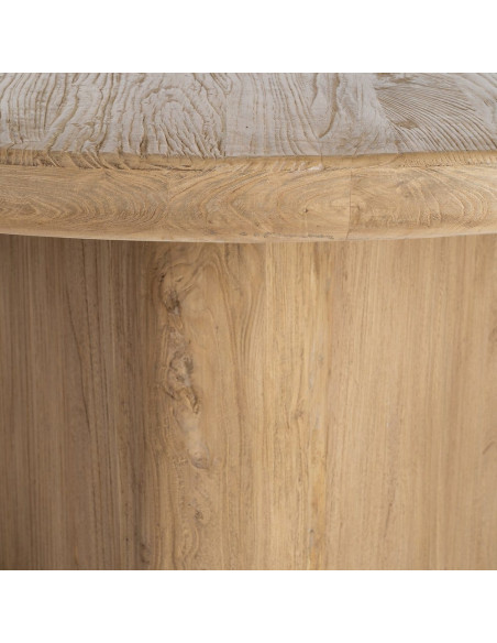 Table à manger design contemporain Ronde 6 personnes 150 cm Bois d'orme recyclé Naturel Toténa