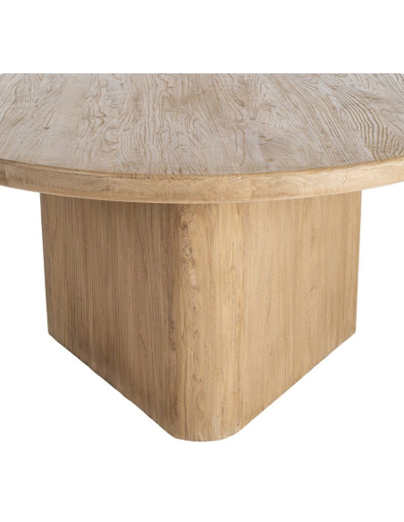 Table à manger design contemporain Ronde 6 personnes 150 cm Bois d'orme recyclé Naturel Toténa