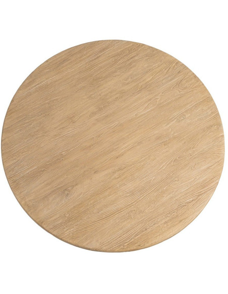 Table à manger design contemporain Ronde 6 personnes 150 cm Bois d'orme recyclé Naturel Toténa