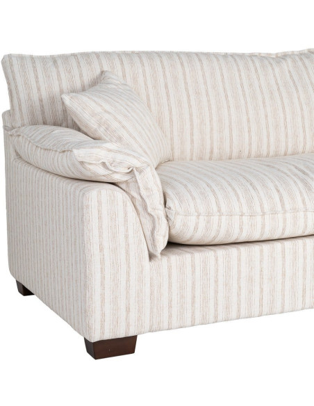 Canapé design contemporain Droit 4 places 282 cm Tissu Blanc crème Motif rayures Bois Linéva