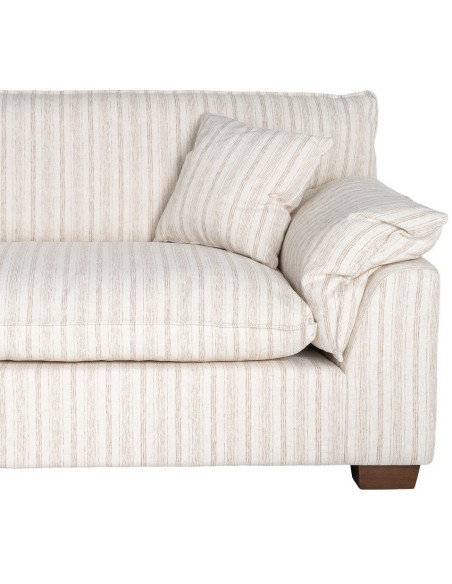 Canapé design contemporain Droit 4 places 282 cm Tissu Blanc crème Motif rayures Bois Linéva