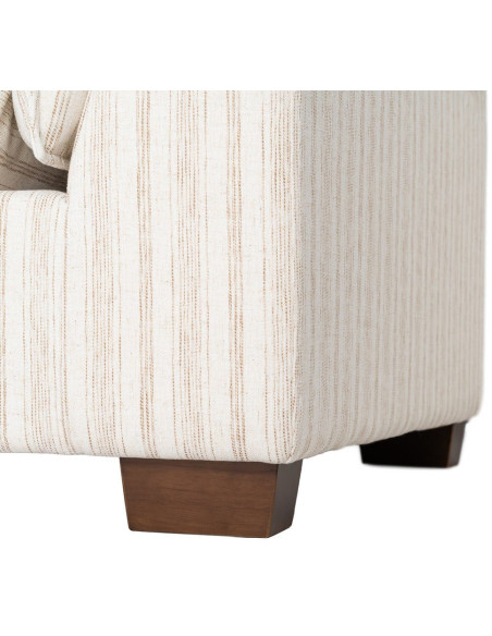 Canapé design contemporain Droit 4 places 282 cm Tissu Blanc crème Motif rayures Bois Linéva