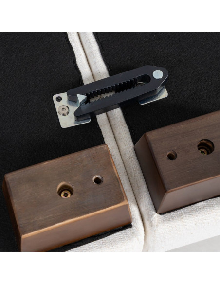 Canapé design contemporain Droit 4 places 282 cm Tissu Blanc crème Motif rayures Bois Linéva