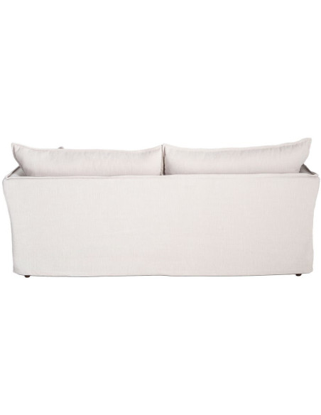 Canapé design contemporain Droit 3 places 221 cm Tissu Blanc crème Bois Pluméa