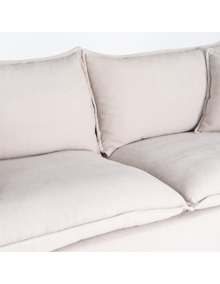 Canapé design contemporain Droit 3 places 221 cm Tissu Blanc crème Bois Pluméa