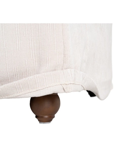 Canapé design contemporain Droit 3 places 221 cm Tissu Blanc crème Bois Pluméa