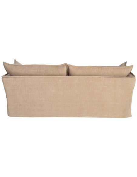 Canapé design contemporain Droit 3 places 221 cm Tissu Beige foncé Bois Pluméa
