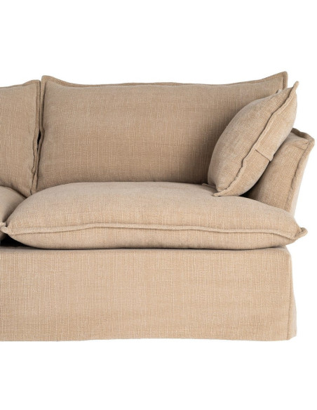 Canapé design contemporain Droit 3 places 221 cm Tissu Beige foncé Bois Pluméa