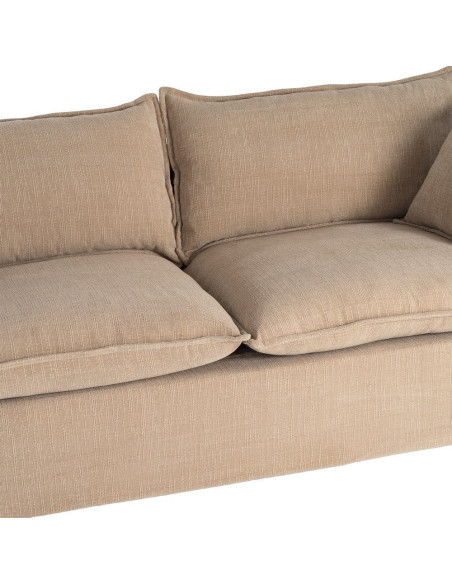 Canapé design contemporain Droit 3 places 221 cm Tissu Beige foncé Bois Pluméa