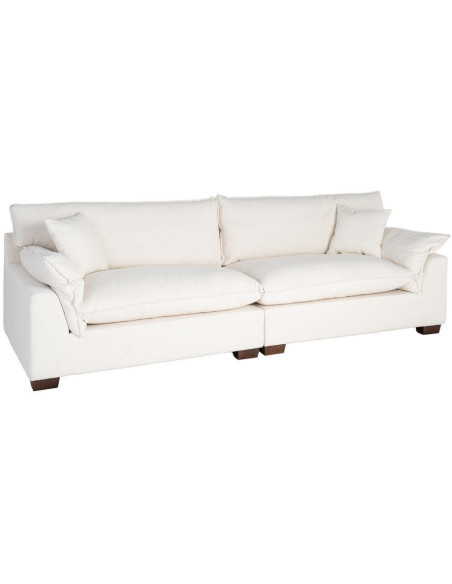Canapé design contemporain Droit 4 places 282 cm Tissu Blanc crème Bois Coconéa