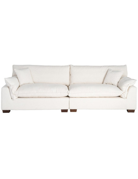 Canapé design contemporain Droit 4 places 282 cm Tissu Blanc crème Bois Coconéa