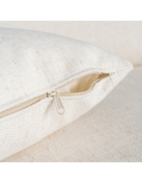 Canapé design contemporain Droit 4 places 282 cm Tissu Blanc crème Bois Coconéa